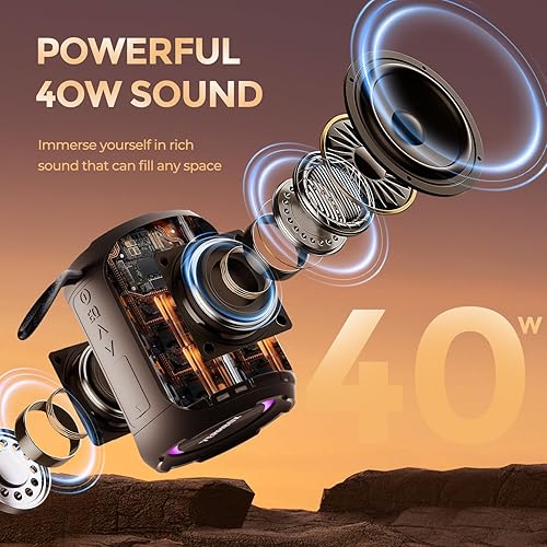 Miniatura 2 de Altavoz Bluetooth portátil con estéreo, IPX7 impermeable, Bluetooth 5.3 con 4 en 1 BTAuxTF-CardU entrada de disco, altavoz inalámbrico de 40 W para