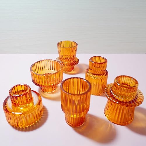 Miniatura 8 de Portavelas de cristal acanalado verde, candelabros votivos de té para centro de mesa, decoración de boda, juego de 6