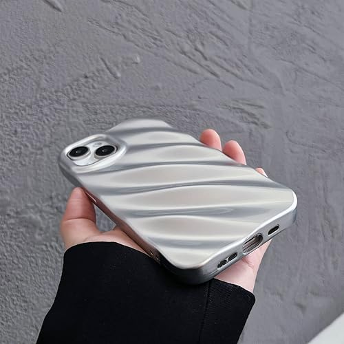 Miniatura 4 de Funda para iPhone 11, diseño de ondas rizadas de agua, suave y delgado, con acabado galvanizado, color plateado