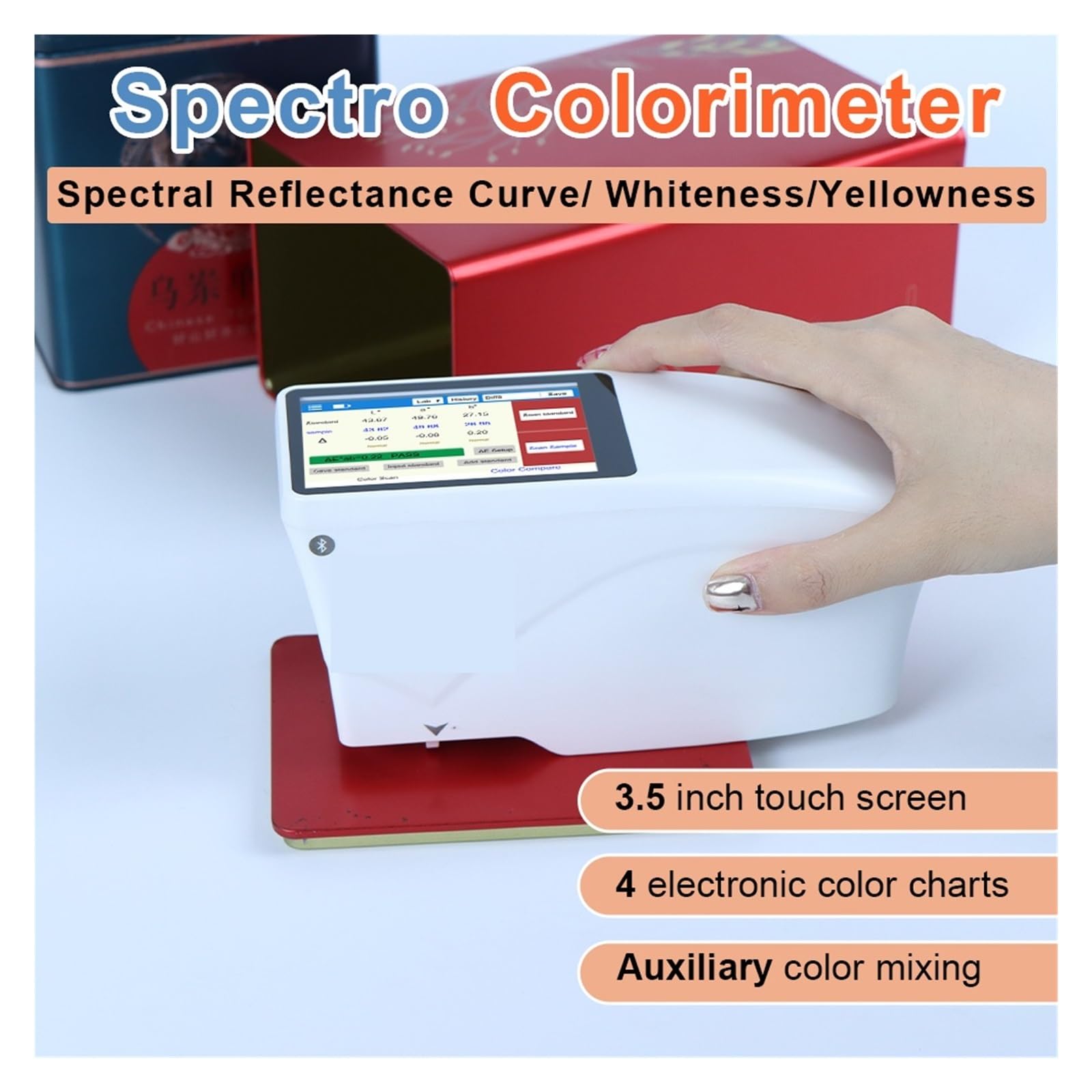 Colorimetro, Espectrofotómetro, colorímetro de pintura metálica y textil, colorímetro de plla táctil LS176