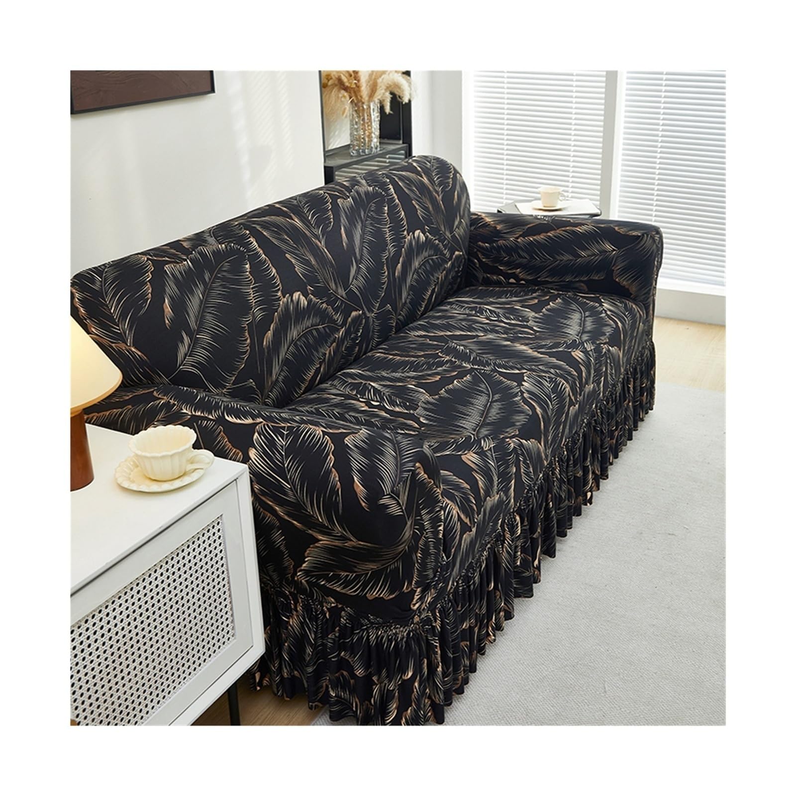 GCYEIDMA Skirt Sofa Cover Stretch Sofa Cover with Skirt Full Coverage Universal Slipcover Decorate the in the Living Room(Color 10,3-seater 190-230cm)