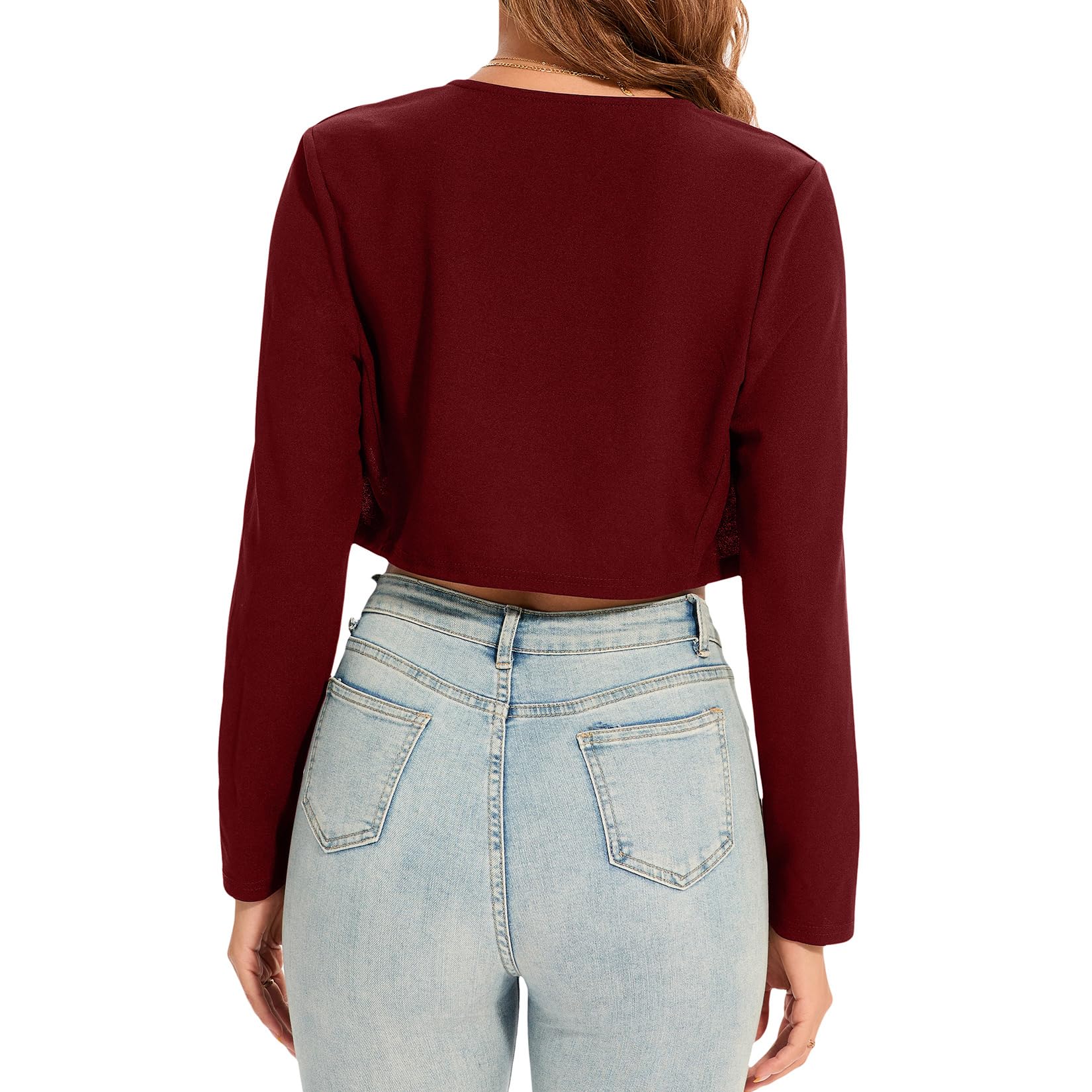 Bolero da donna, elegante, aperto sul davanti, maniche lunghe, per abiti da sera