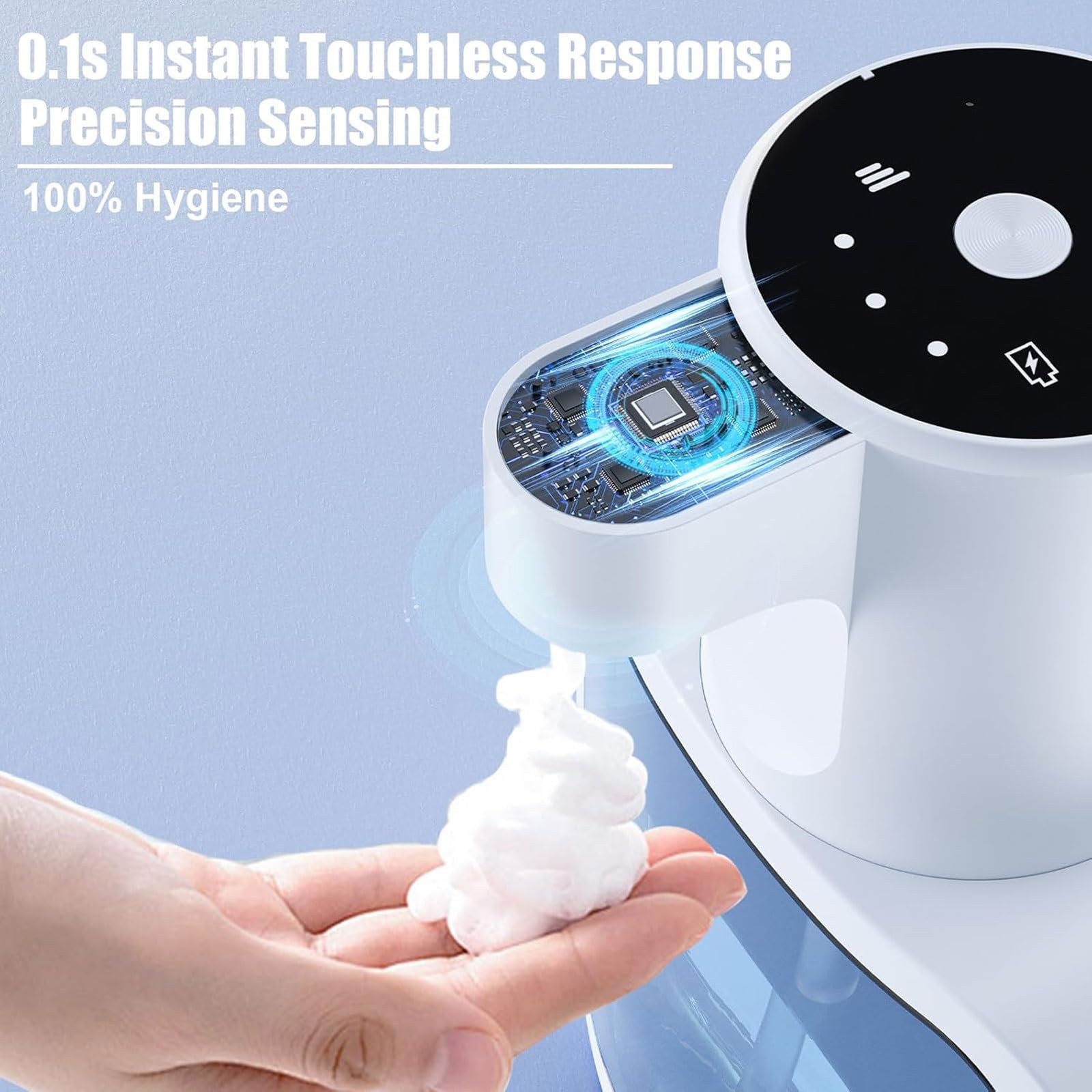 dispenser per sapone Distributore automatico di sapone con sensore, distributore di sapone for le mani senza contatto con 3 livelli regolabili for cucine, bagni e uffici grande(Svart,Foam)
