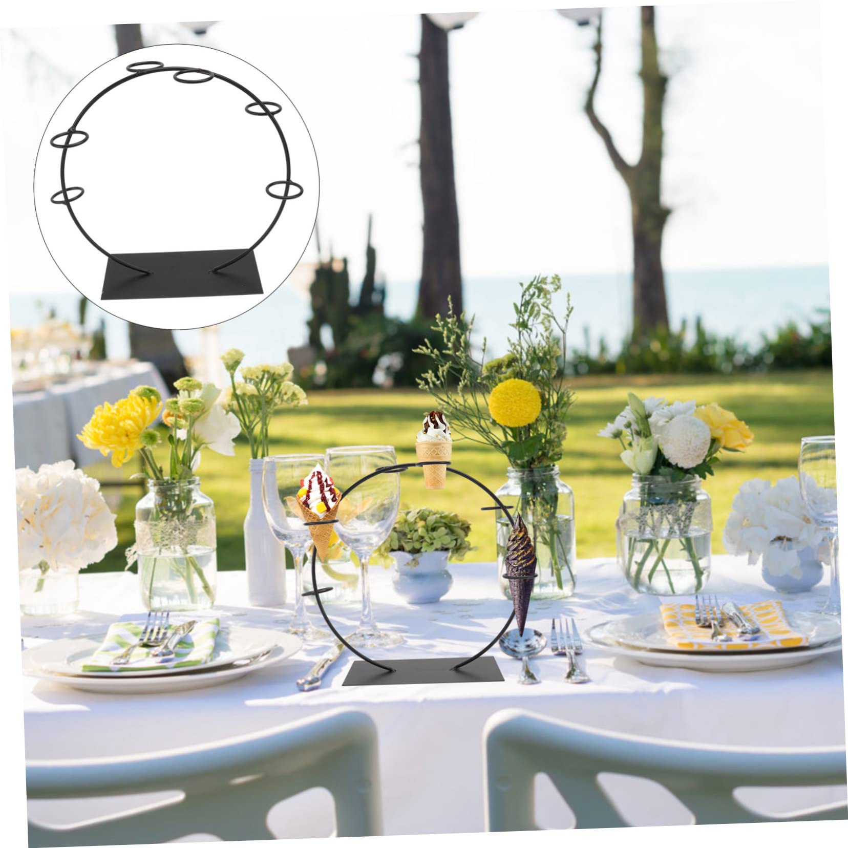 Zerodeko Supporto Dessert 6 Slot in Metallo Nero per Matrimoni | Base Piatta Circolare, Stabile Sul Tavolo, per Pasticcerie e Allestimenti Dessert