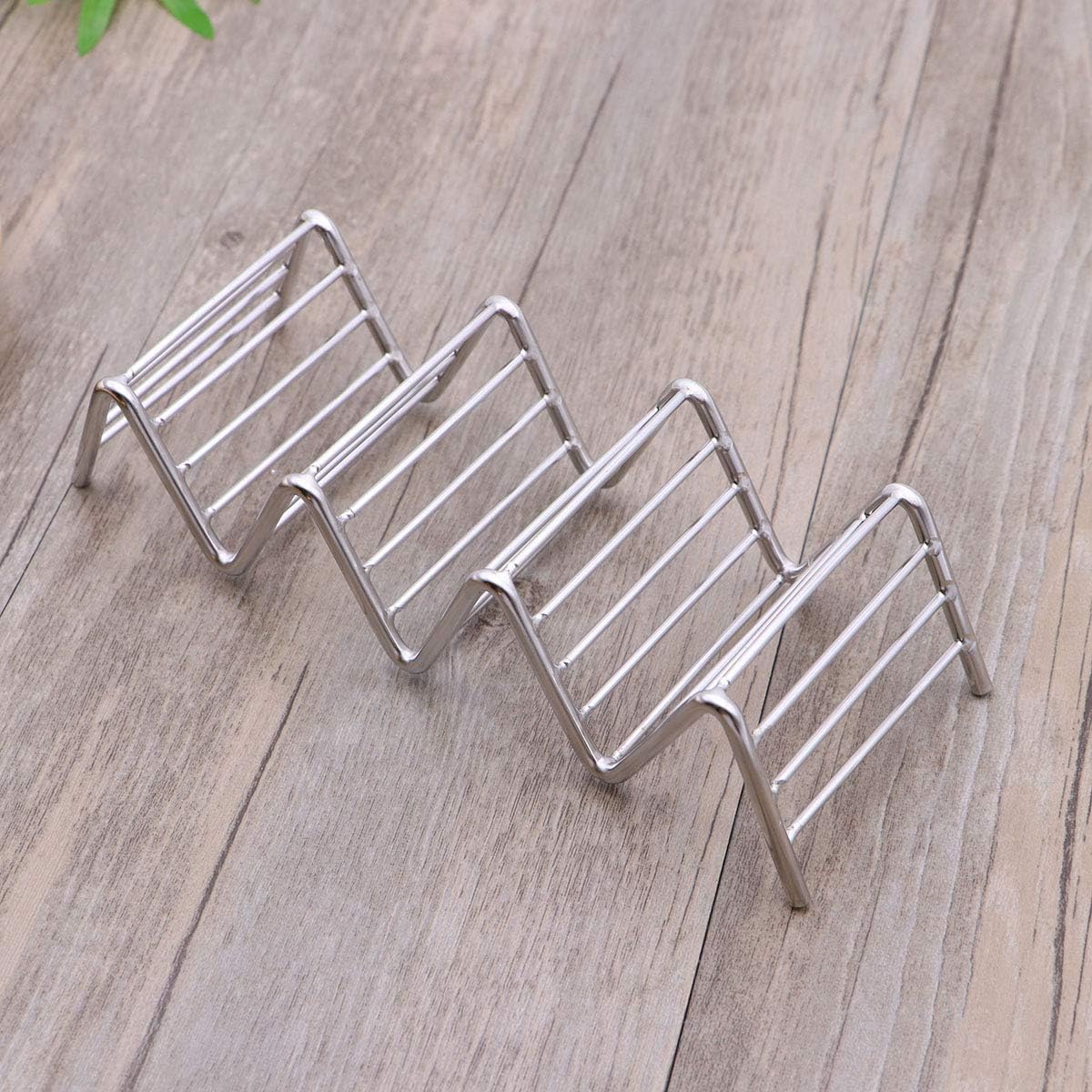 Taco Holder Stand Silver Stainless Steel for 3 or 4 Tacos
