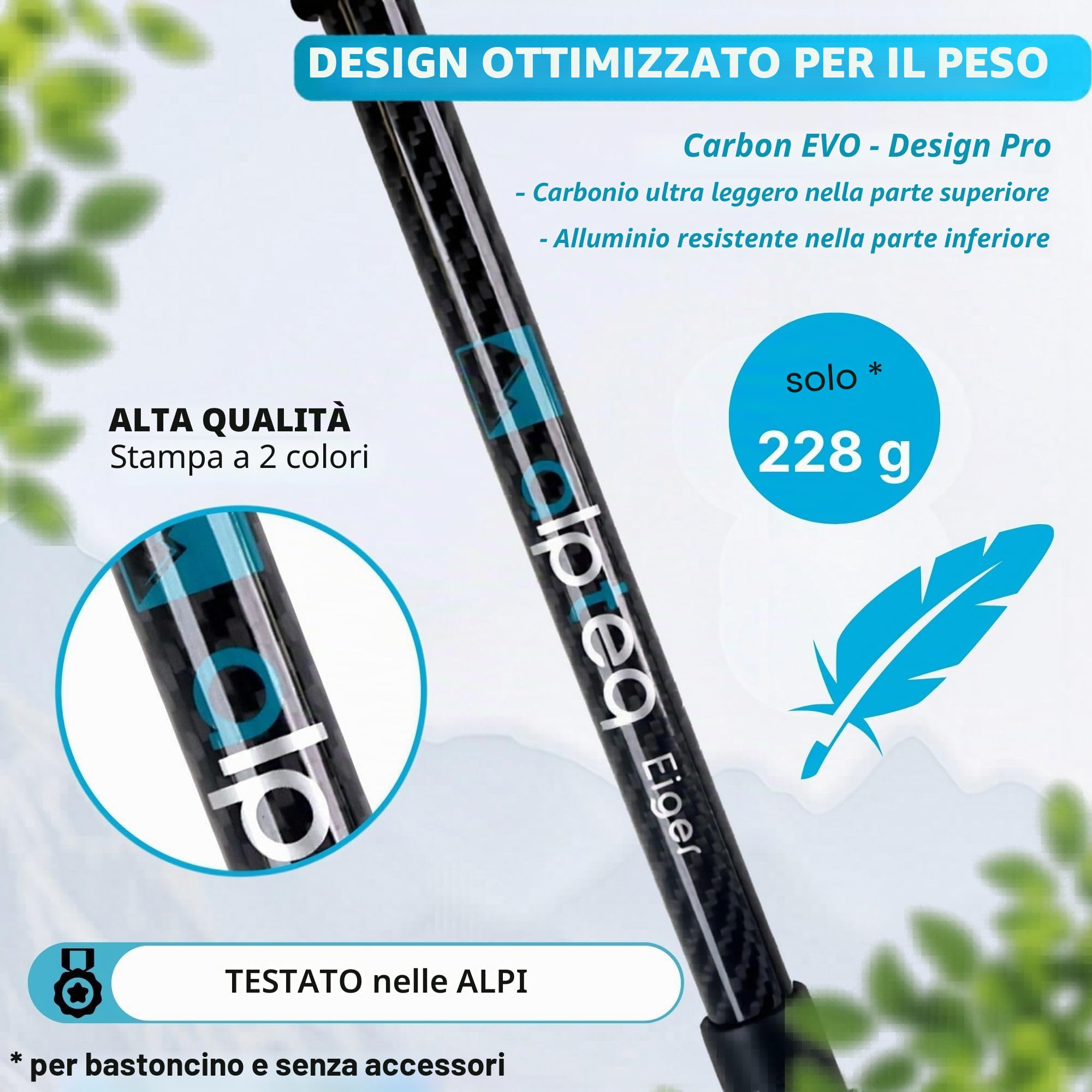 Bastoni da trekking telescopici in carbonio e alluminio con impugnatura in sughero | ultra leggeri per nordig walking | per donne, uomini e bambini | regolabili 65-135 cm