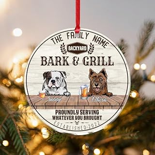 SILYHEART Christmas Acrylic Ornaments American Bulldog & Australian Terrier Christmas Hanging Ornaments Family Dog Name Vintage Pet Lovers Car Hanging Ornament Decoration for Xmas Party 3 in