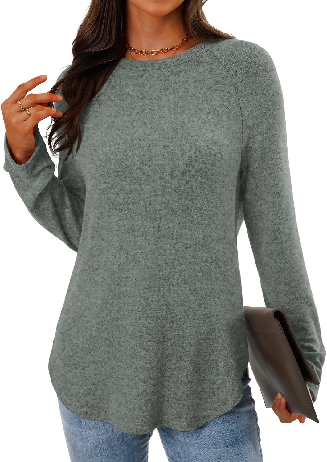 NORACORA Long Sleeve Shirts for Women Lightweight Loose Fit Tunic Tops Crew Neck Pullover Sweaters Shirts Fall Outfits 2026