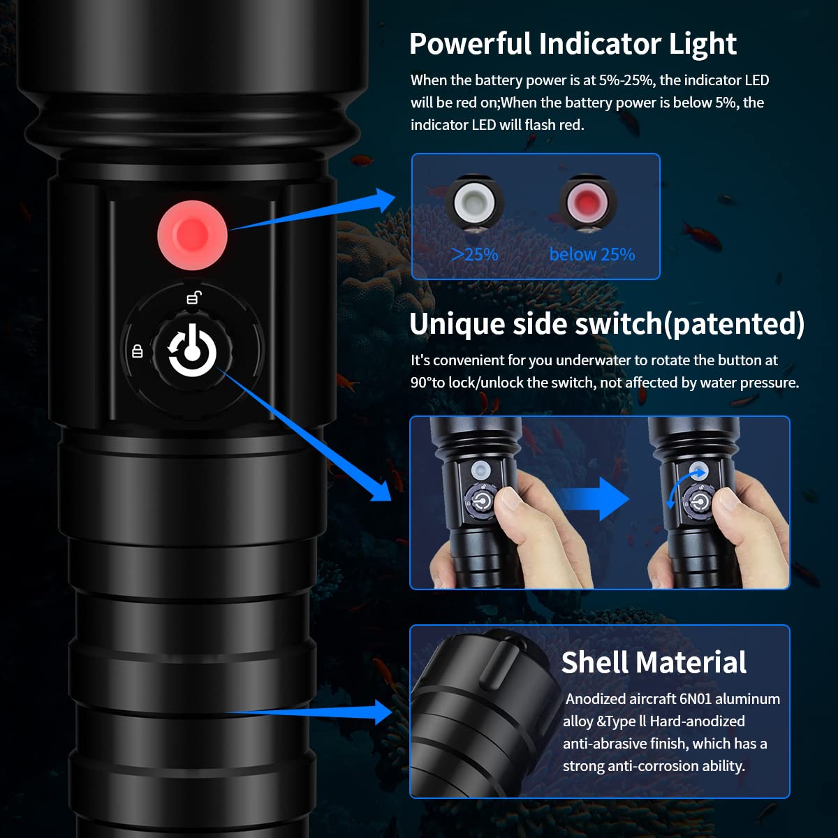 XTAR D26 1100Lm linterna de buceo