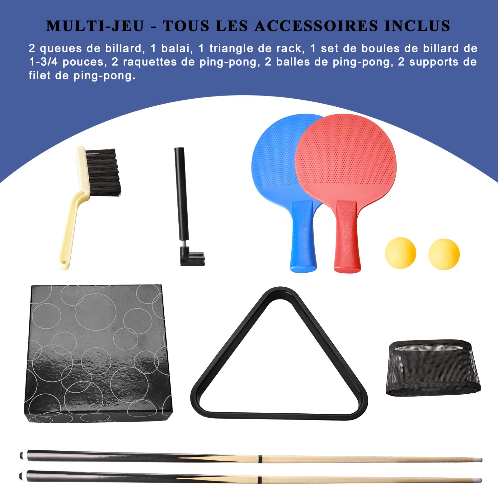 HLC 6FT Table Multijeux Pliable 3 en 1 - Table de Ping-Pong/Billard/Salle à Manger, Livré avec Accessoires de Billard Complets,183× 91× 79cm Adapté aux Adultes et aux Enfants