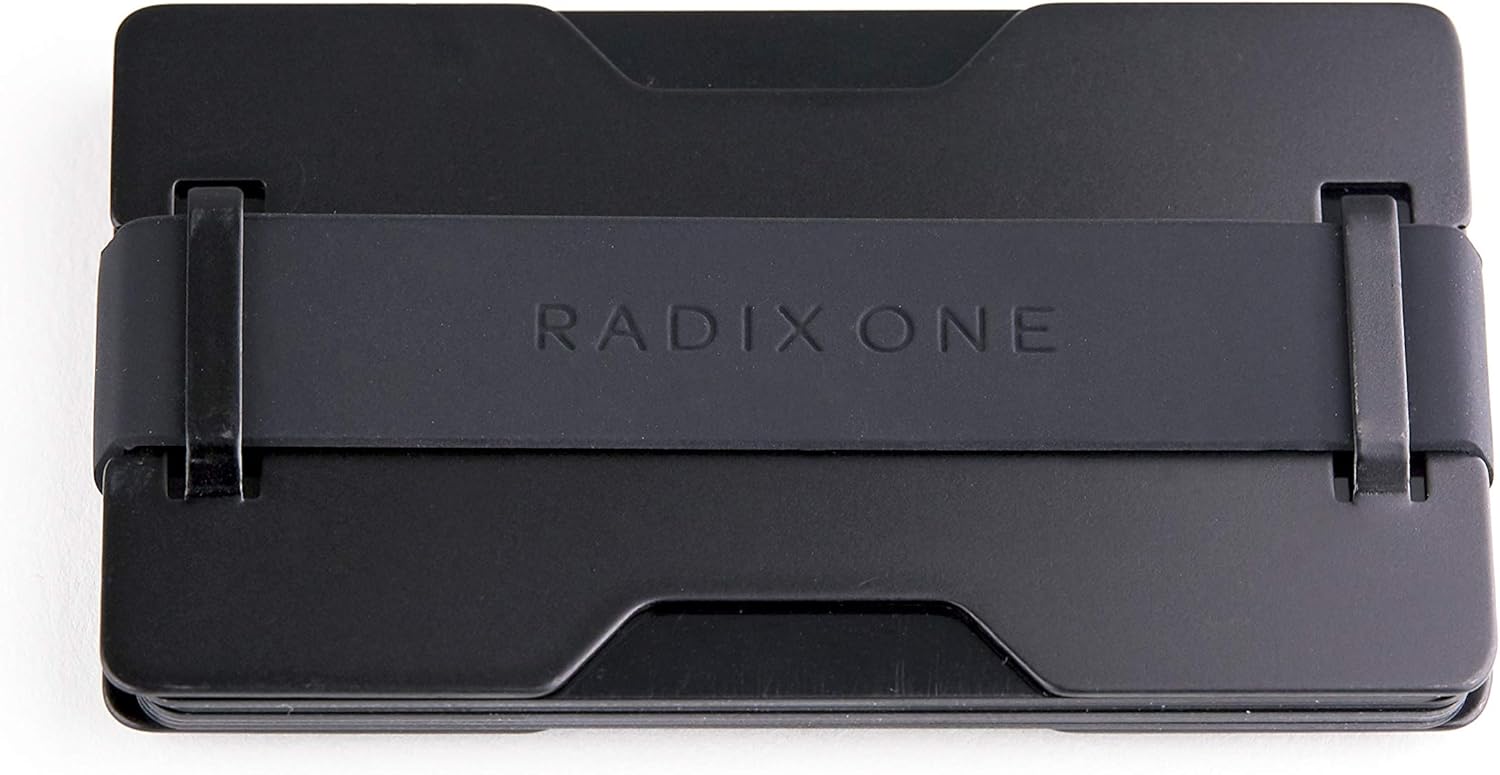 Radix One Black Steel - RFID Blocking Minimalist Front Pocket Ultra Thin Strong Wallet Money Clip