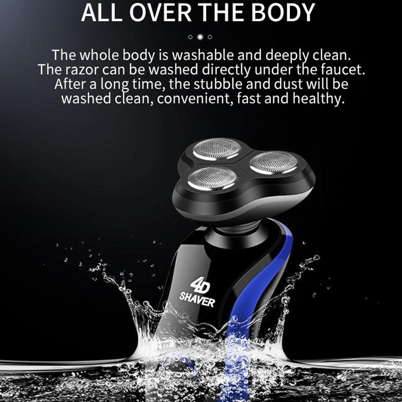 Jojomis Electric Shavers for Men, USB Rechargeable Cordless Wet/Dry Beard Nose Hair Face Razor Grooming Kit, The whole body is washable and deeply clean - Only 1