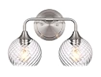 MELUCEE Bathroom Wall Light 2 Light Brushed Nickel Vanity Lighting with Clear Striped Swirl Glass Shades, Modern Bathroom Lights Over Mirror for Bath Workshop Dressing Room