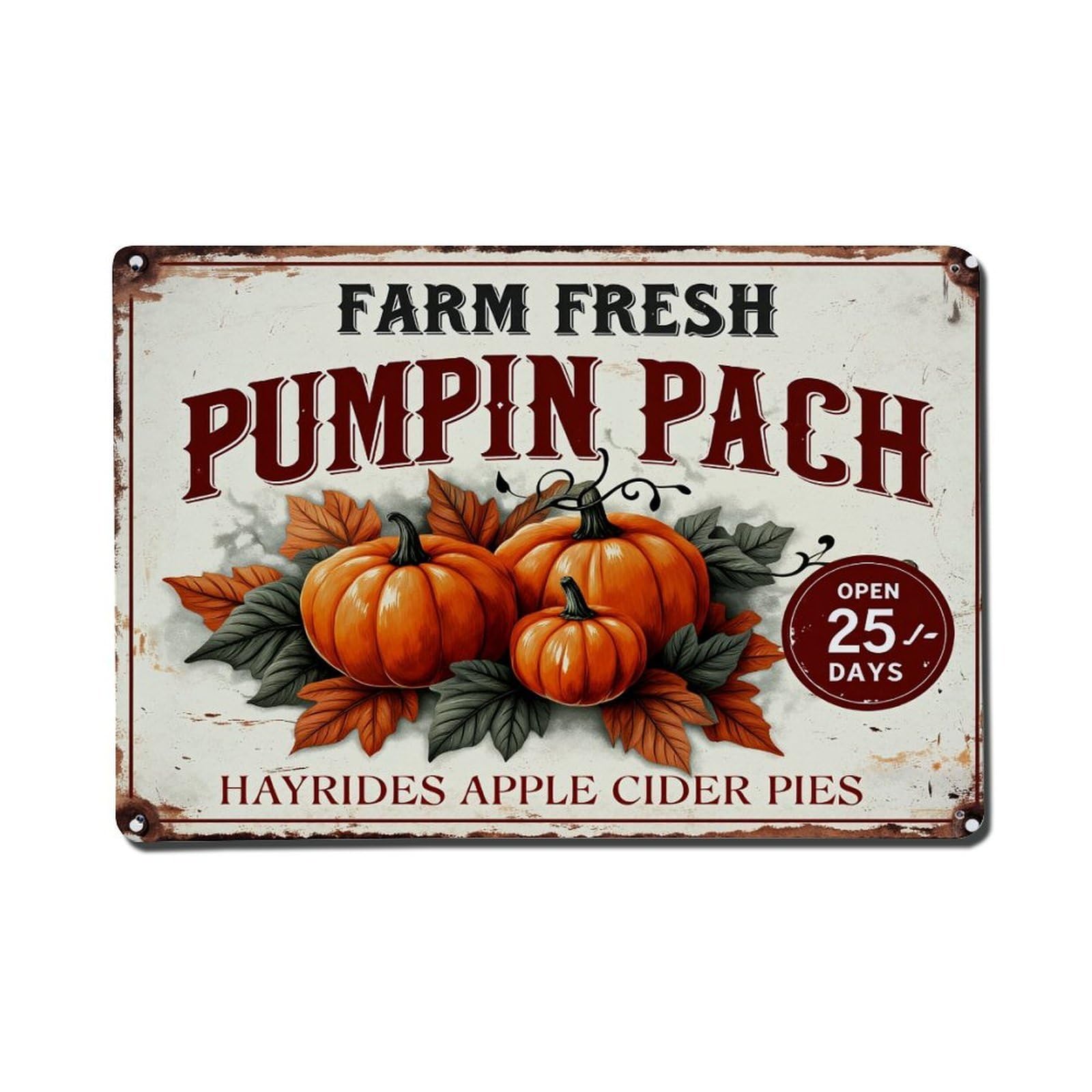 Enderetf Vintage Farm Fresh Pumpkin Patch Tin Sign Metal Poster, Home Bar Garage Man Cave Cafe Indoor & Outdoor Wall Decoration 8X12inches
