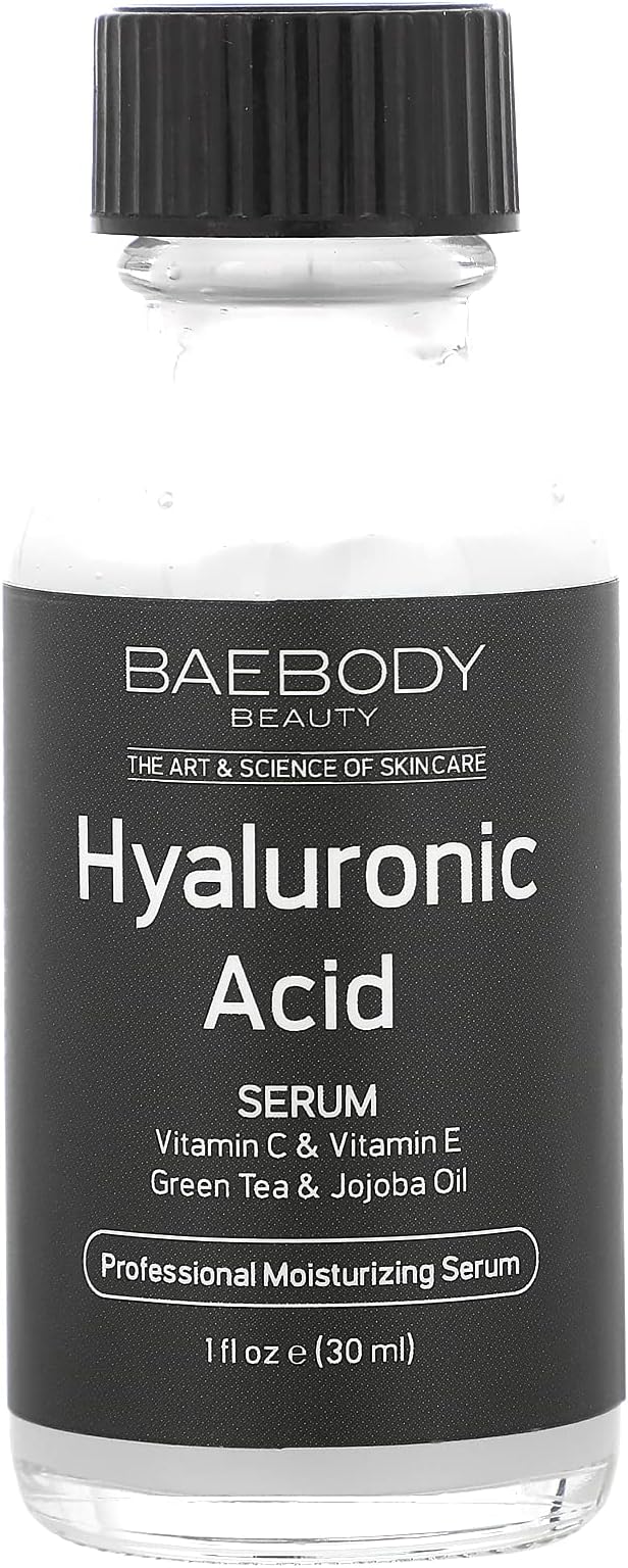 Baebody Hyaluronic Acid Serum for Face with Vitamin E, 1 oz/30 ml | Critically Acclaimed Anti-Aging Face Serum with Jojoba Oil - Plumping and Hydrating