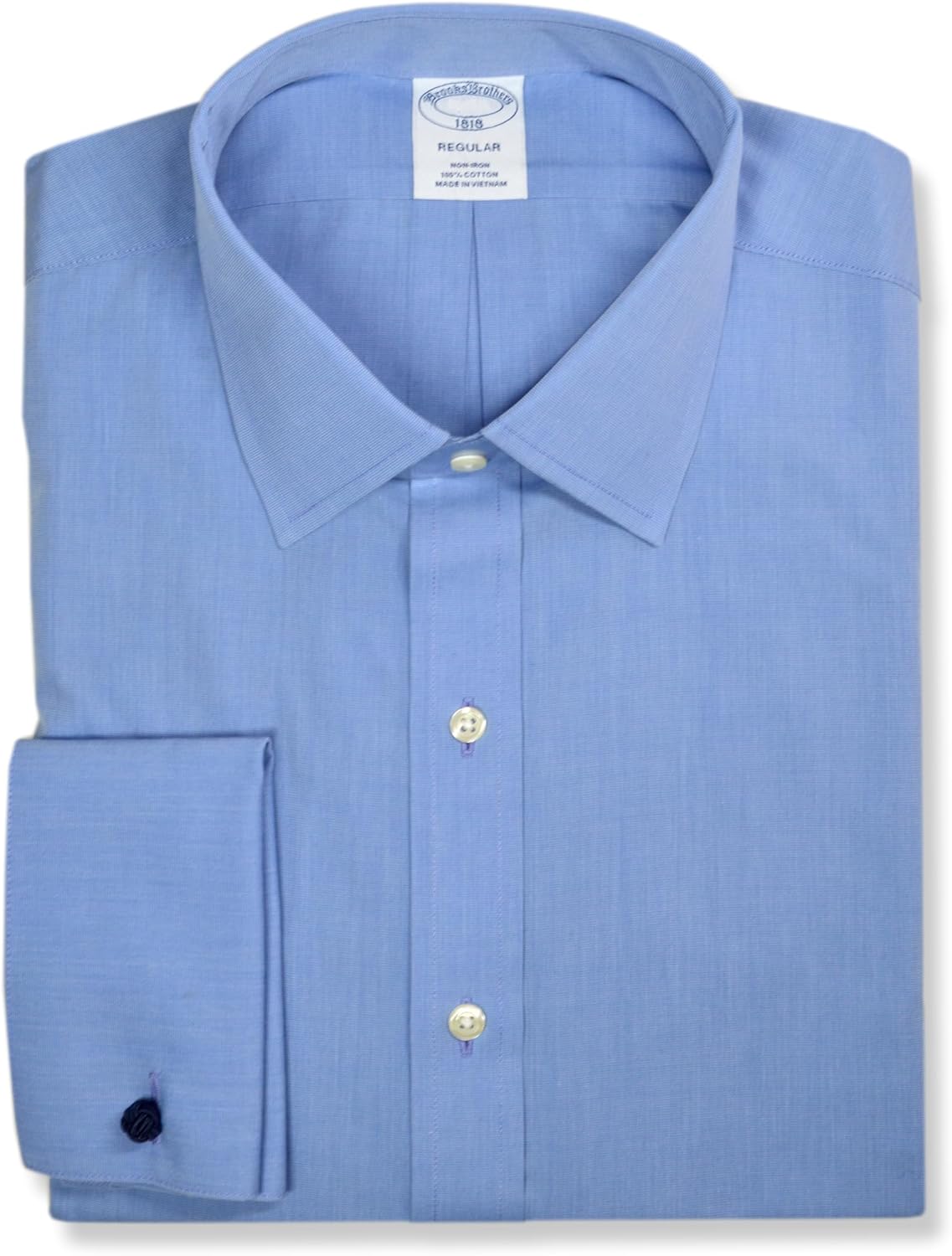 Brooks Brothers Mens Regular Fit All Cotton Non Iron Ainsley Collar Dress Shirt w/French Cuffs,