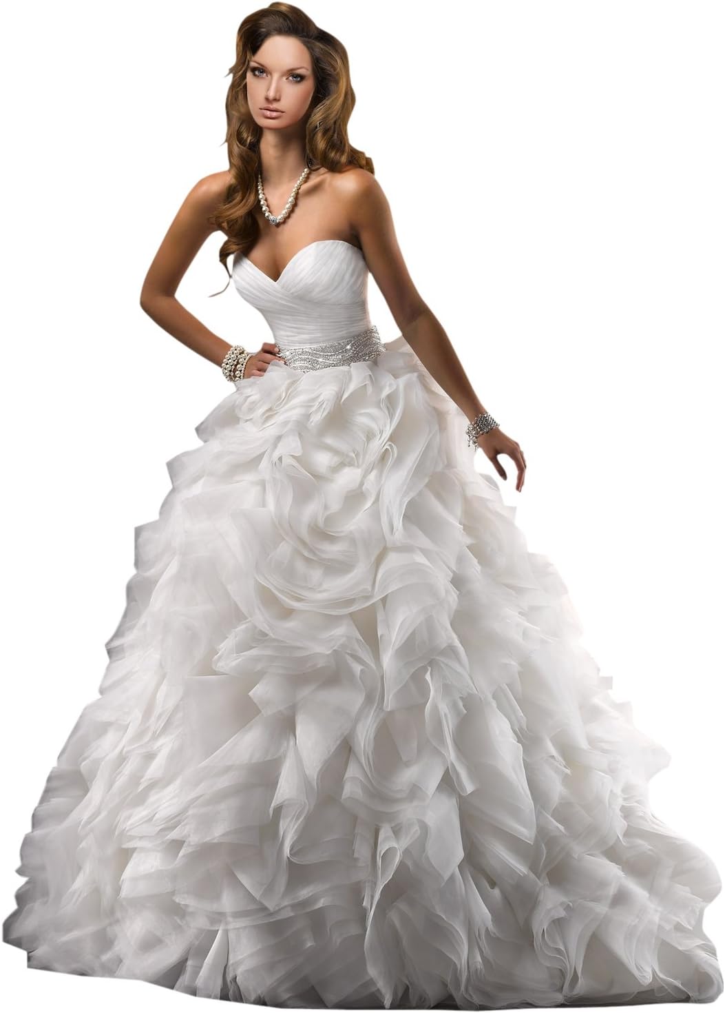 ZHUOLAN White Sweetheart Ball Gown in Silk Organza Wedding Dress 6