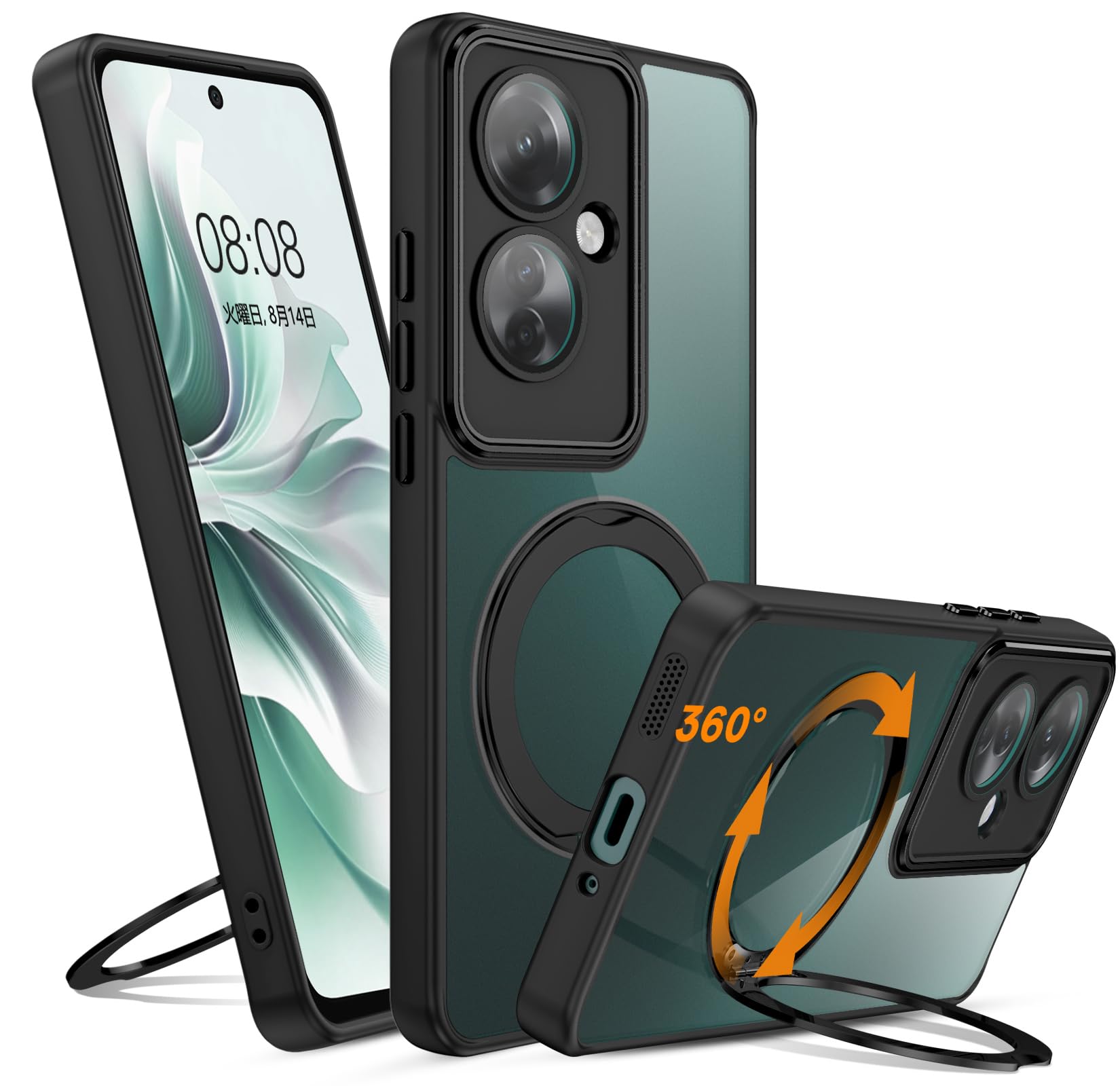 Amazon.co.jp: VENINGO OPPO Reno 11a ケース 360°回転スタンド リング