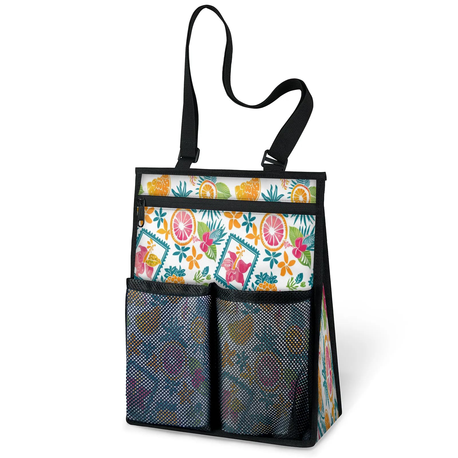 Ourtheme Summer Tropical Theme Portable Shower Bag for Travel Gym Camp Beach Tote Shower Caddy Bags Hanging Toiletry