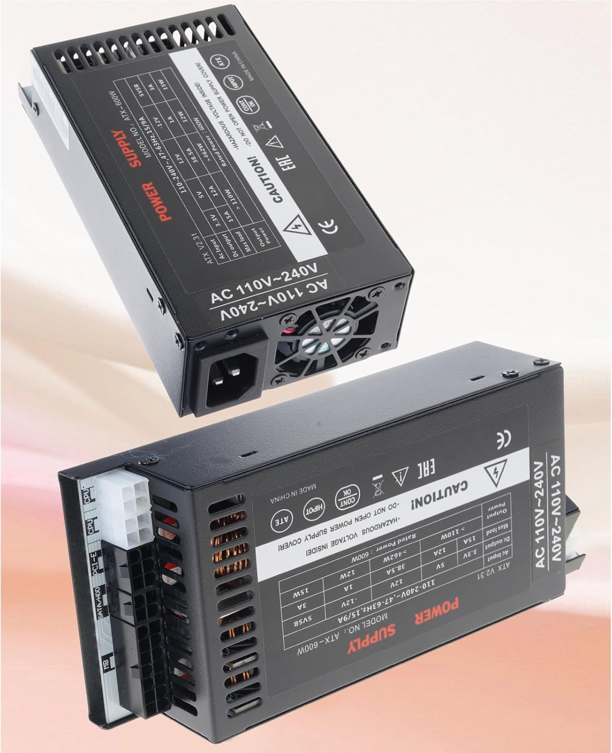 Flexs ATX PSU 600W フルモジュラー電源 110-264V ゲーミングPC用 静音ファン 複数コネクタ