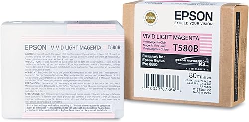 Cartucho de tinta magenta T5803 de Epson, tecnología UltraChrome K3, Magenta claro vívido