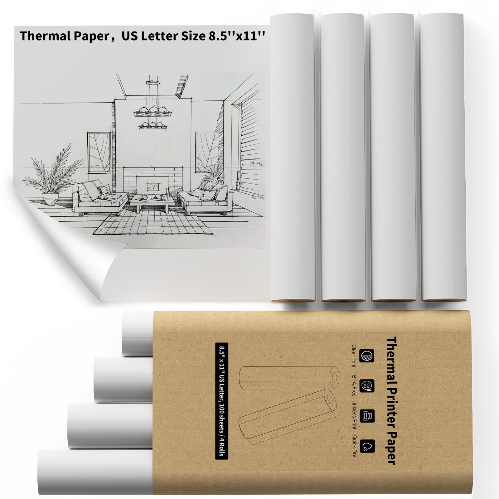 Thermal Paper Roll,Multipurpose Thermal Paper,US Letter Paper 8.5 x 11 Inch,Advance Therm…