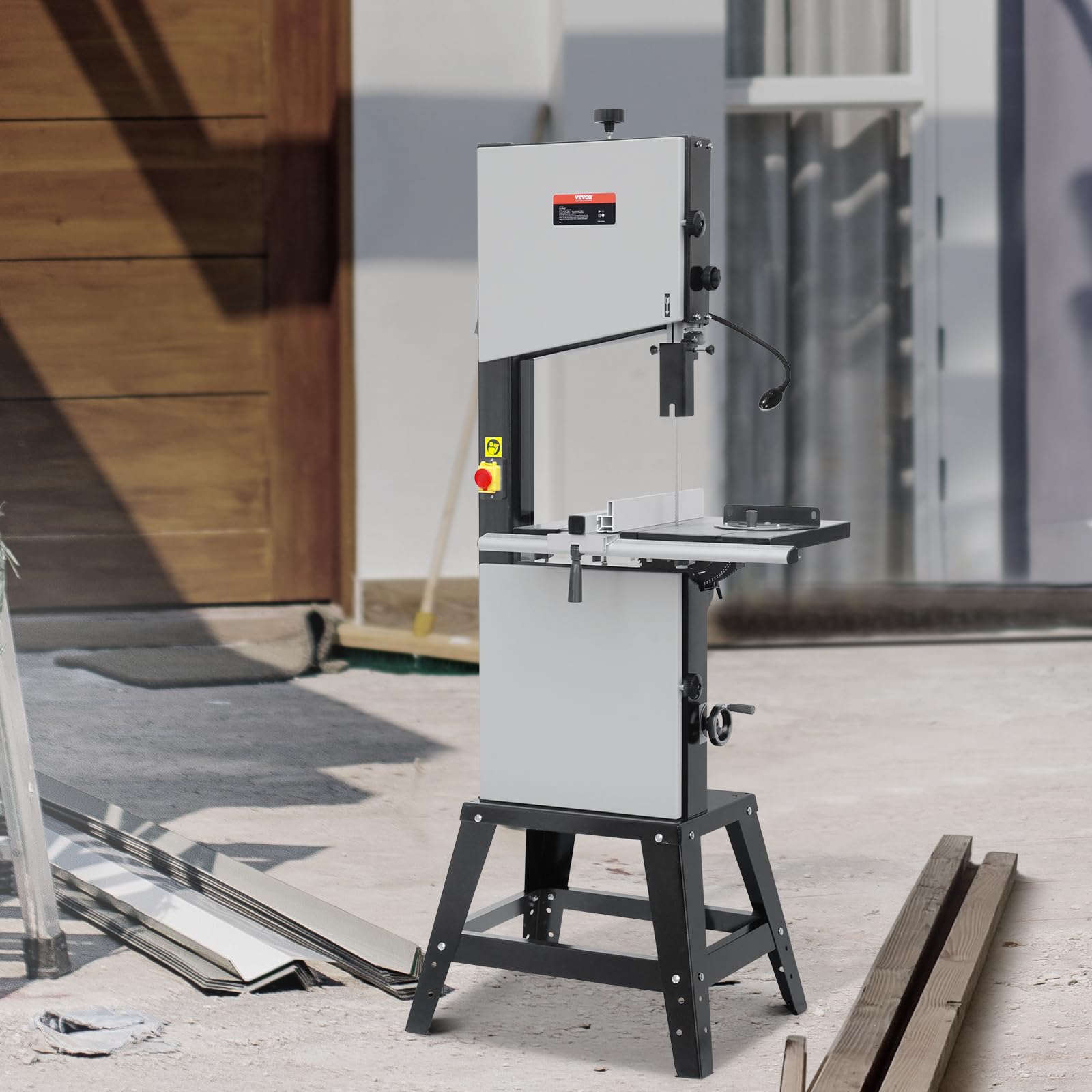 VEVOR Bandsäge, 340 mm, Tischsäge mit Ständer, 440–846 U/min stufenlos machbare Geschwindigkeit, 1100 W 1-1/2 PS, 220 V, für die Holzbearbeitung von Aluminium, Holz, Metall & Kupfer