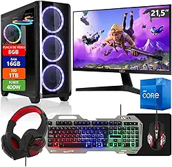 PC Gamer Completo Intel Core i7 16GB SSD 1TB Radeon RX 580 8GB 256 Bits 400W Monitor 21,5' Kit Gamer Strong Tech