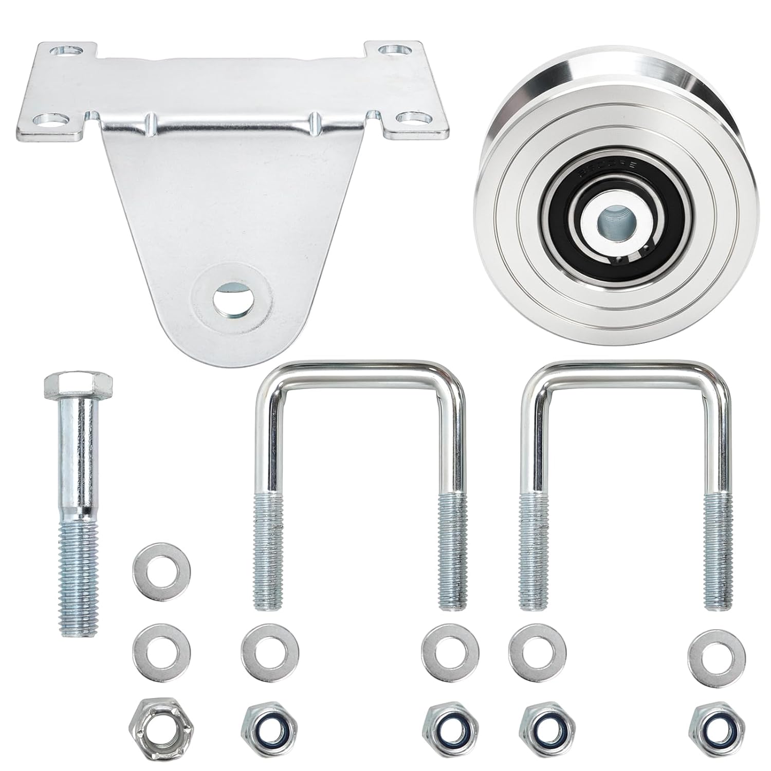 Coloch 4” V Groove Slide Gate Wheel with Dual U-Bolts, Heavy Duty Sliding Gate Wheel with External Mount Bracelet, No Welding Needed for Inverted V-Shape Sliding Rolling Track Gate, Loading 3000lbs