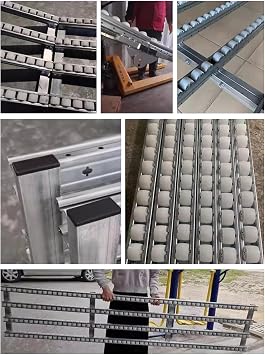 Kanduo Roller Conveyor Skate Wheel Flow Rail, Portable Light-Duty Gravity Conveyor, Unpowered Conveyor Table Plastic Roller Gravity Conveyor(5-slide,100cm long)
