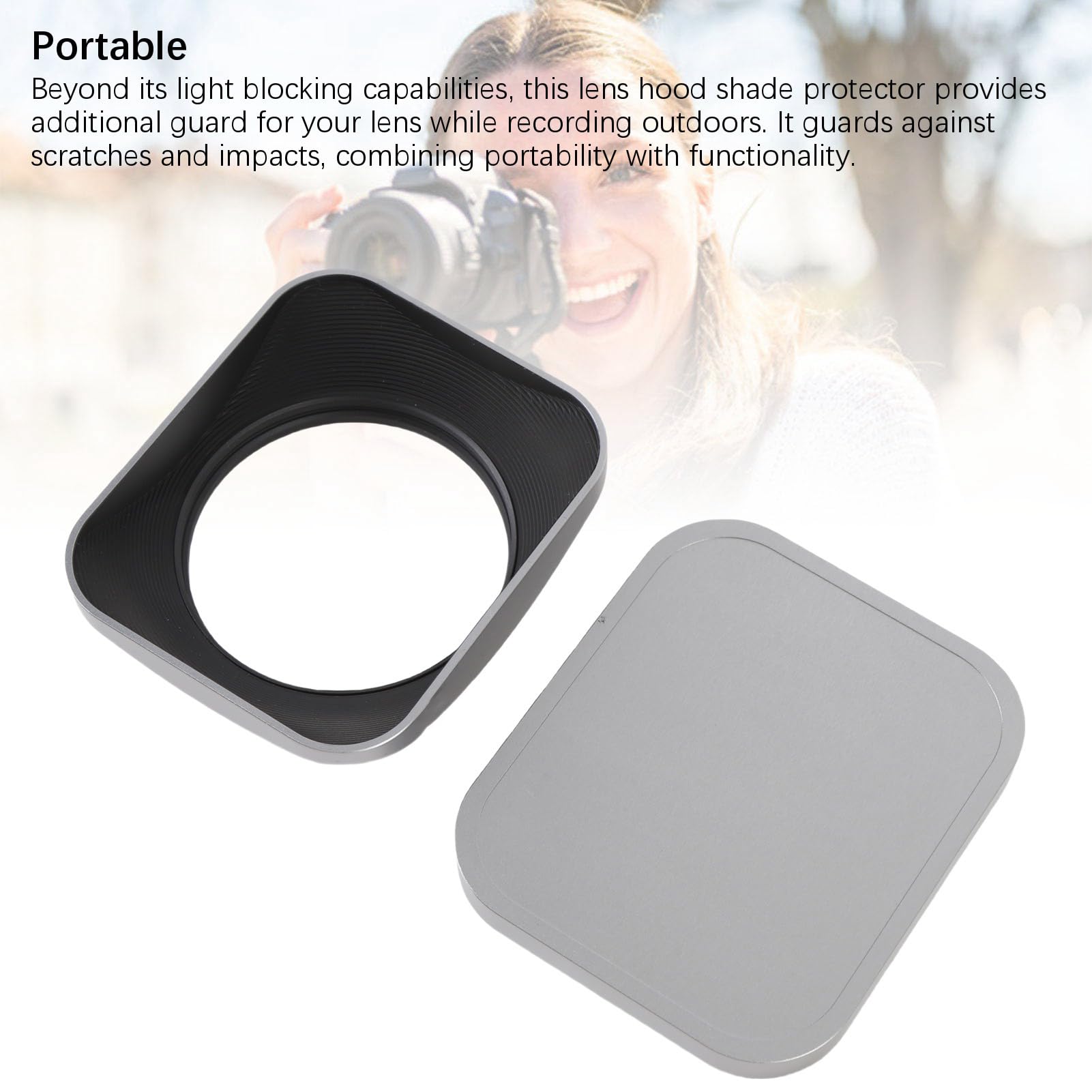 Parasol para Lente de Cámara para Cámaras SLR/Micro SLR, Aleación de Aluminio, Protector de Parasol de Procesamiento Fino CNC con Tapa (52mm)
