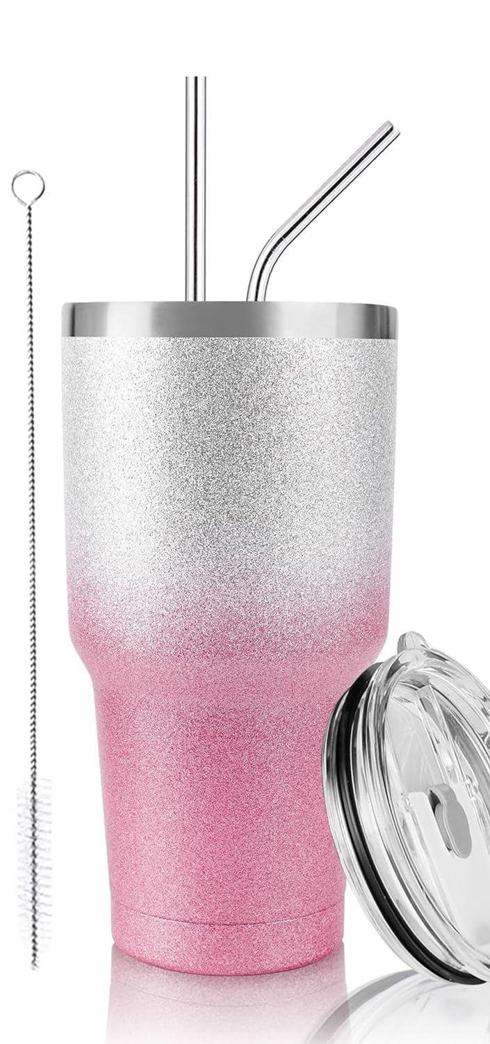 Amazon.com | D·S 30 oz Tumbler Pink Glitter Gradient Cup Stainless