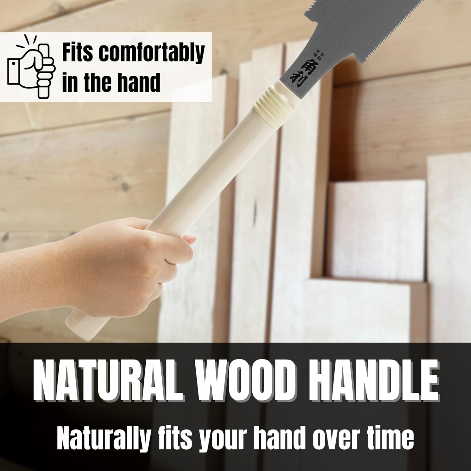 KAKURI Japanese Pull Saw 8.2" for Woodworking - Ryoba Double Edge Hand Saw with Blade Cover for Rip & Crosscut - Heavy Duty Fixed Blade - Made in Japan