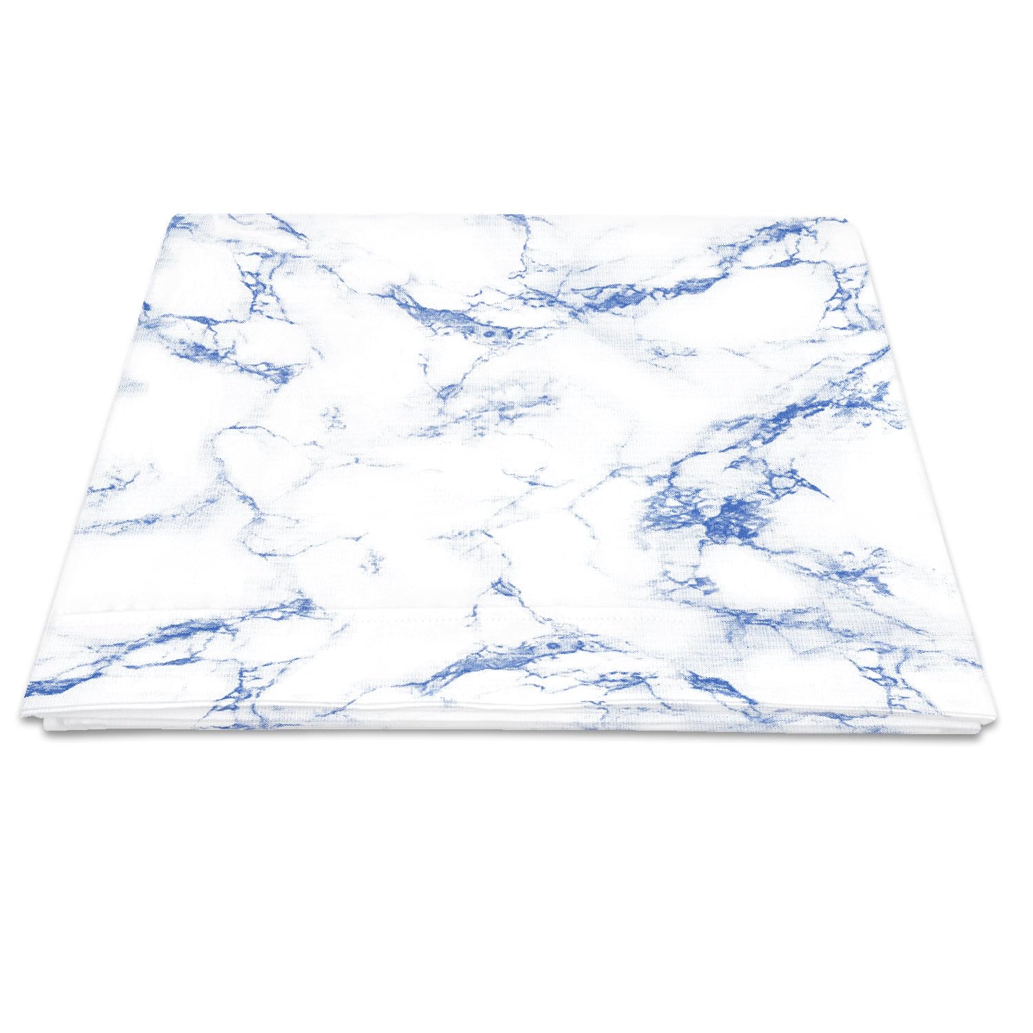 Pizuna Carrara Marble Blue Cotton Print Flat Sheet Double 1 Pc, 400 Thread Count 100% Long Staple Cotton Flat Bed Sheets 230X280, Sateen Cooling Flat Sheets Printed Bedding (Printed Bed Sheets Double)