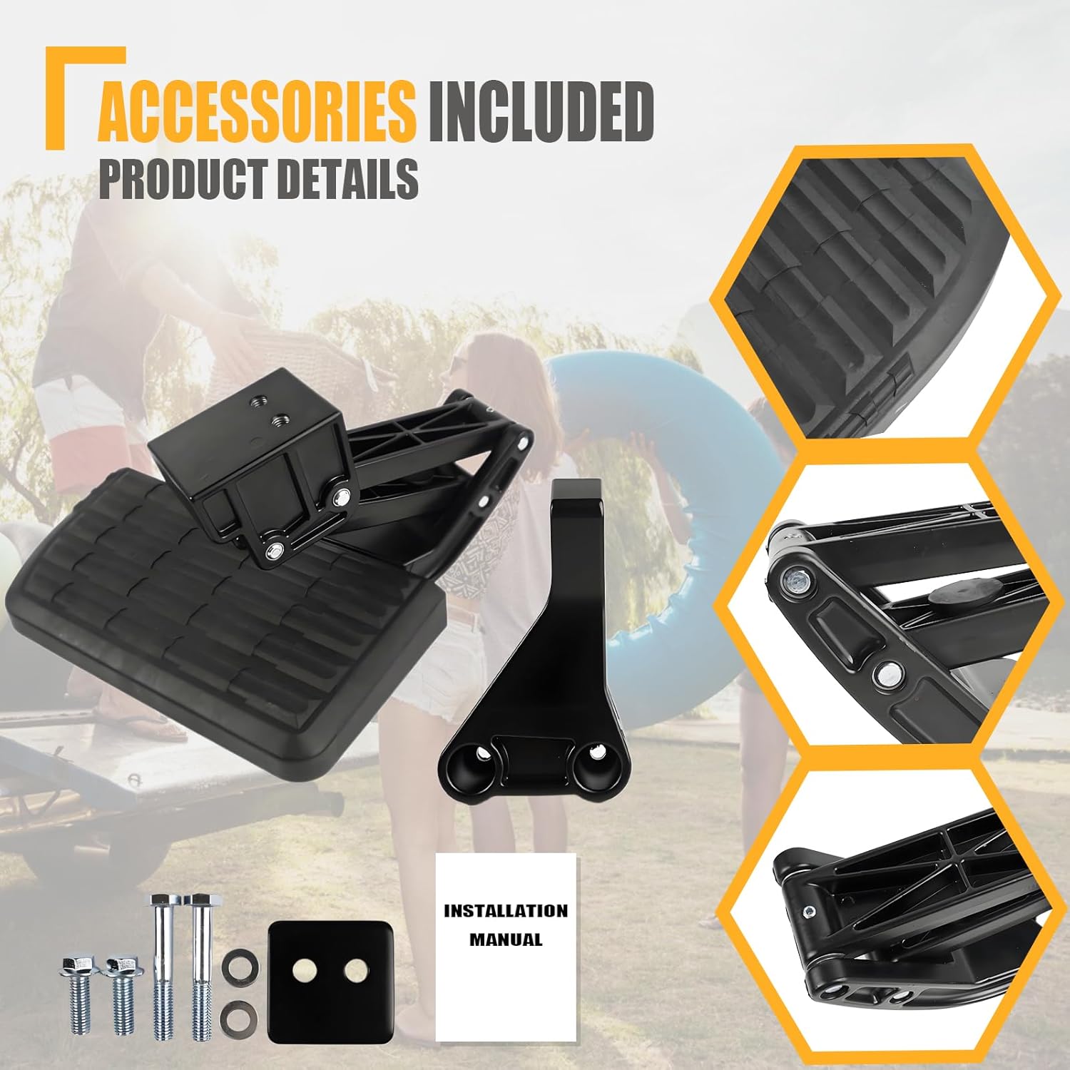 GSPSCN Tailgate Bedstep Rear Bed Step Replacement for 2018-2009 Dodge Ram 1500, Ram 2500/3500 (Excludes Dual Exhaust & EcoDiesel Models), Folding Truck Step Retractable Bumper Tailgate Step #75306-01A