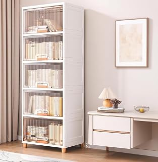 Foldable Plastic Rack for Storage/Kitchen Cupboard/Versatile and Sturdy Wardrobe for Clothes/Multipurpose Storage Organizer/Closet for Bedroom/Living Room/Laundry Room - BEIGE