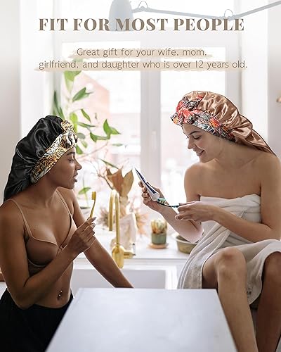 Miniatura 6 de MBJERRY Gorro largo de satén para trenzas, capó de seda para dormir, banda elástica para mujeres negras, cabello rizado