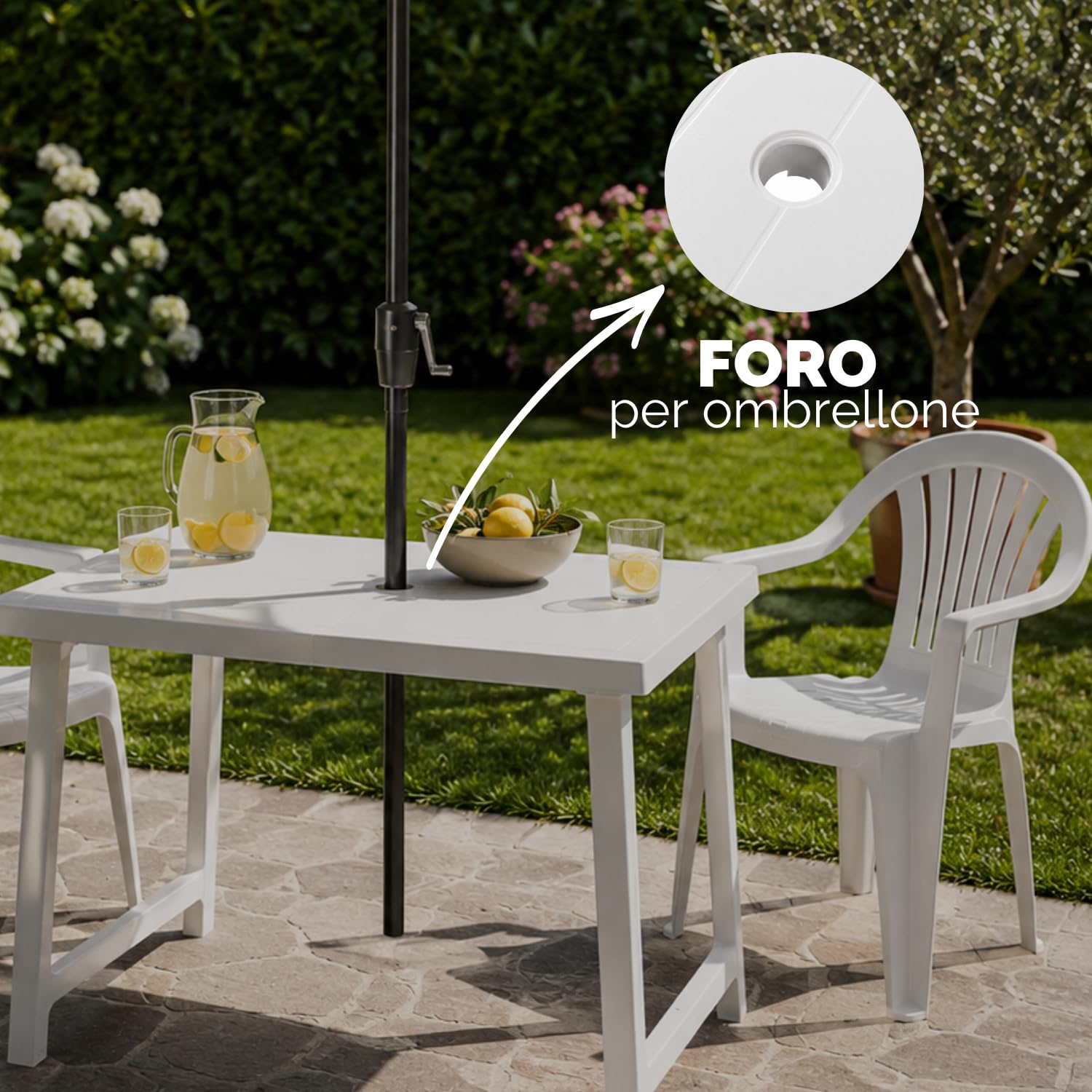PALUPLUS Tavolo Rettangolare da Giardino in Plastica colore Bianco, Misura 81x56x63 cm, Salvaspazio Facile da Riporre, Tavolino da Campeggio, Terrazzo, per Esterno ed Interno -NIK106F