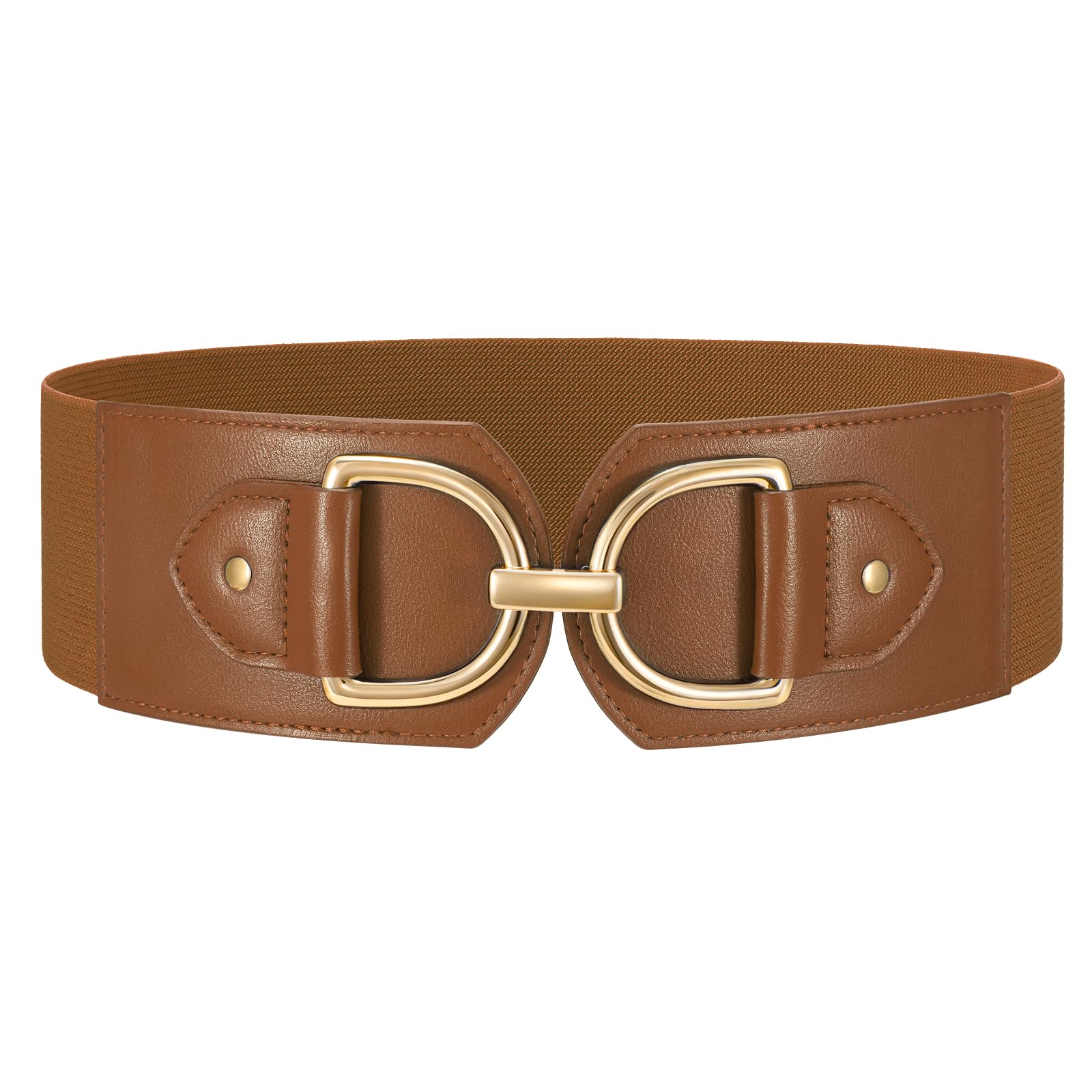 WERFORU Women Elastic Wide Waist Belts for Dresses Fashion Wide Stretchy Belts for Women Big Gold Buckle Thick