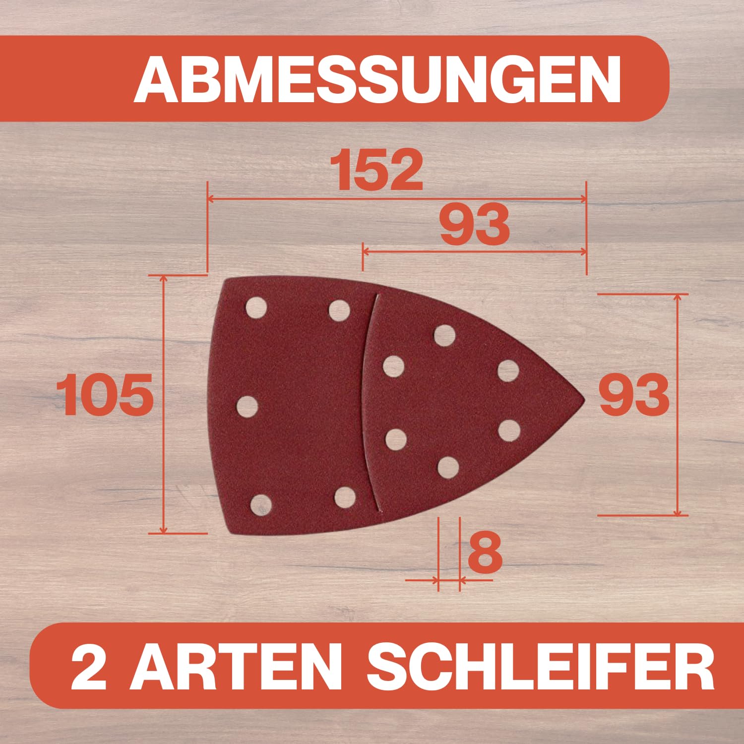 Schleifpads Dreieckschleifer 50 Blatt Klett Schleifdreiecke Für Deltaschleifer - 93 X 93 X 93 Mm, 6 Multi Schleifpapier Prio Delta 105 152