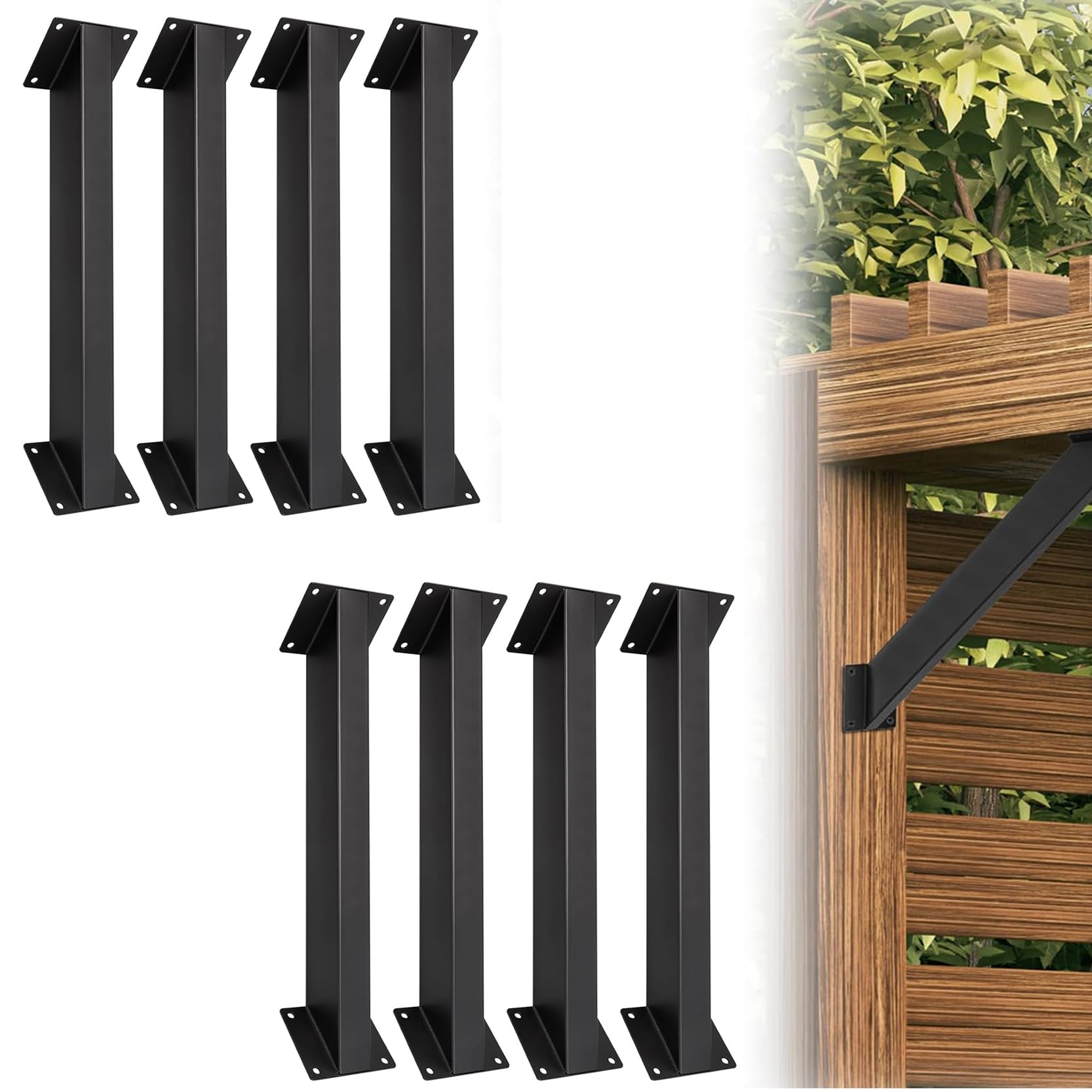 GOUZIBHD Black Metal 45 Degree Angle Support Bracket Connector Corner Brace Inside Joint,45 Degree Pergola Bracket for Wood Post and Beam Pergolas Gazebo(Size:8 Pcs)