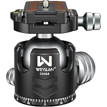 Used - WEYLLAN DH44 Tripod Head 44mm Low Profile Ball Head, 360 Metal Panoramic Camera Ball Head Mount with Quick Release Plate, Arca Ballhead for Tripod Monopod Camera Load 55lbs, Notice Not New