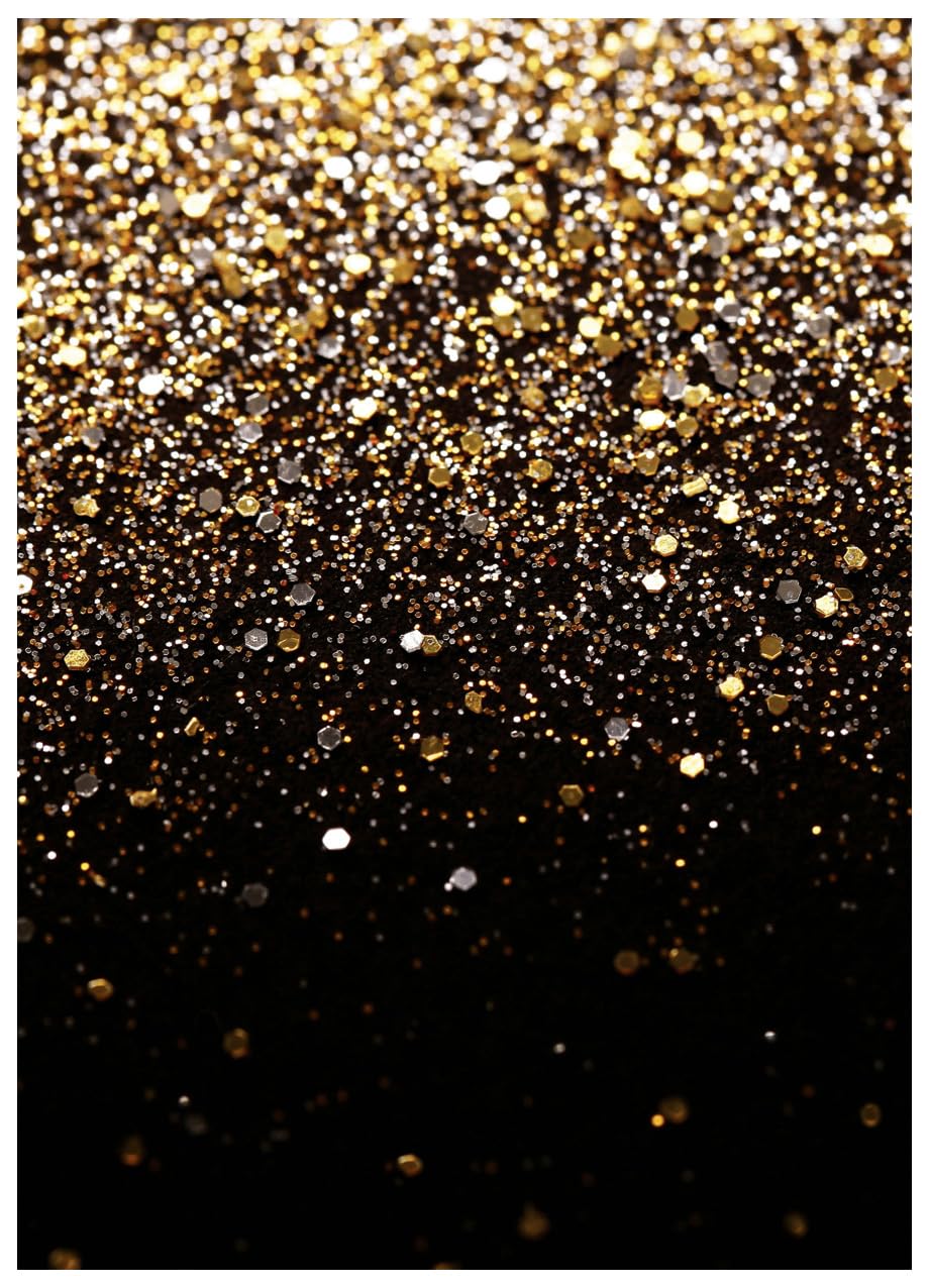 WOLADA Black and Gold Backdrop Golden Glitter Backdrop for Photography Wedding Birthday Baby Shower Party Photo Studio 5x7FT 11412