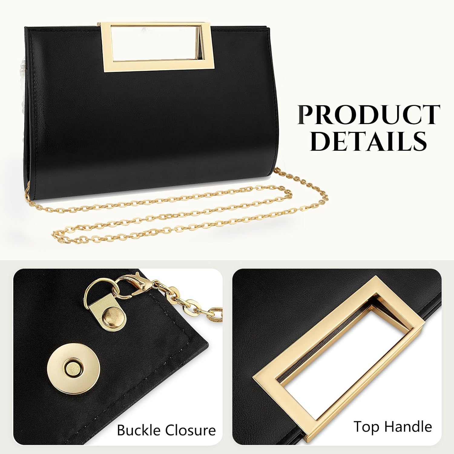 Gets Clutch Purses for Women PU Leather Evening Handbag for Formal Wedding Party Clutches Small Crossbody Bag with Chain - Image 6