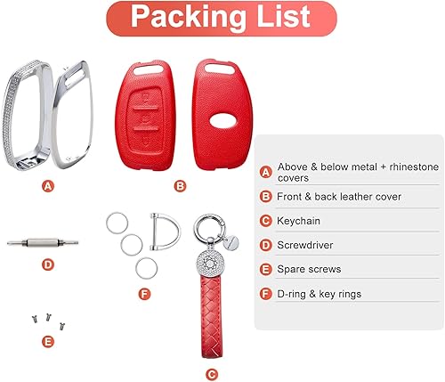 Miniatura 6 de SHANGHONG Funda para llavero Hyundai Elantra con llavero de cuero genuino compatible con llave inteligente Hyundai Elantra Ioniq Sonata Tucson