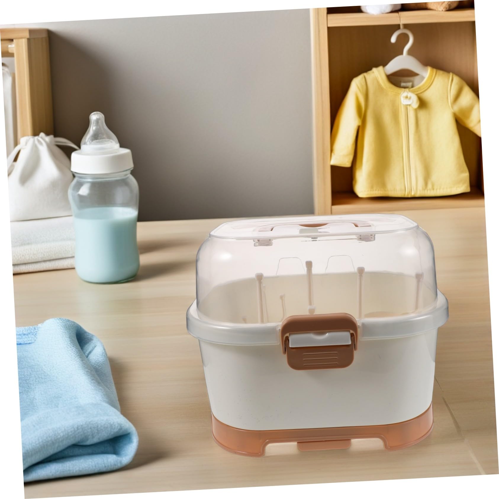 ORFOFE Contenitore per Biberon di Capacità con Coperchio Scolabiberon Portatile e Organizer per Biberon per Riporre Oggetti Essenziali in Modo Ordinato