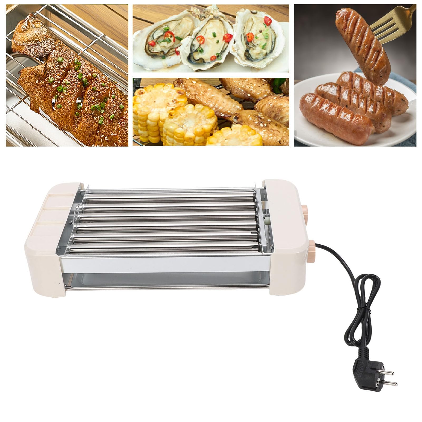 Elektrische Hot-Dog-Rollmaschine, 550 W, Kompakter Edelstahlgrill für Familientreffen und Partys