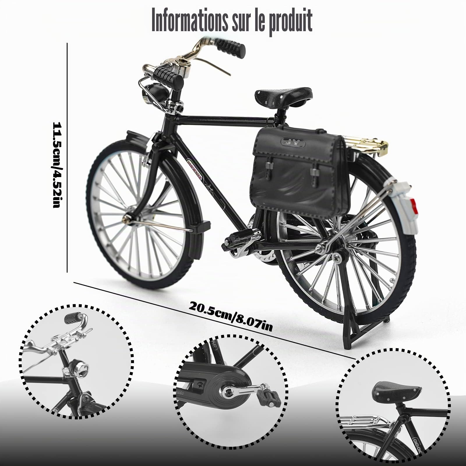 Vélo de Doigt Modèle de Vélo de Doigt Modèle 1:10 Jouet pour Vélo Miniature Mountain Ornements, BMX Finger Bike pour Collections, Décoration de Bibliothèques (Noir)