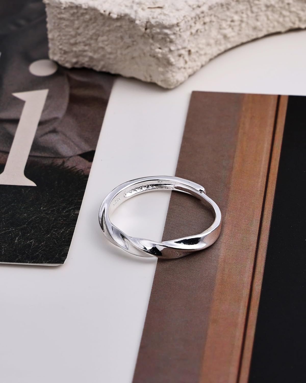 Twist Rings for Women - Adjustable 925 Sterling Silver Open Ring, Unique Stackable Fashion Statement Jewelry with Spiral Design - Image 6