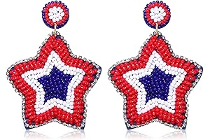 American Flag Beaded Dangle Earrings for July 4th Independence Day Celebration